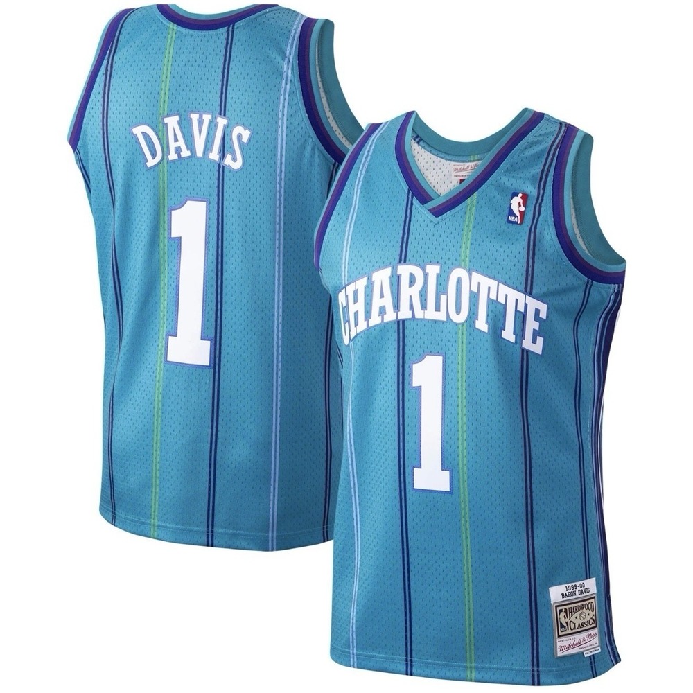 NWT Men's Mitchell & Ness Baron Davis Teal Charlotte Hornets 1999/00 4XL